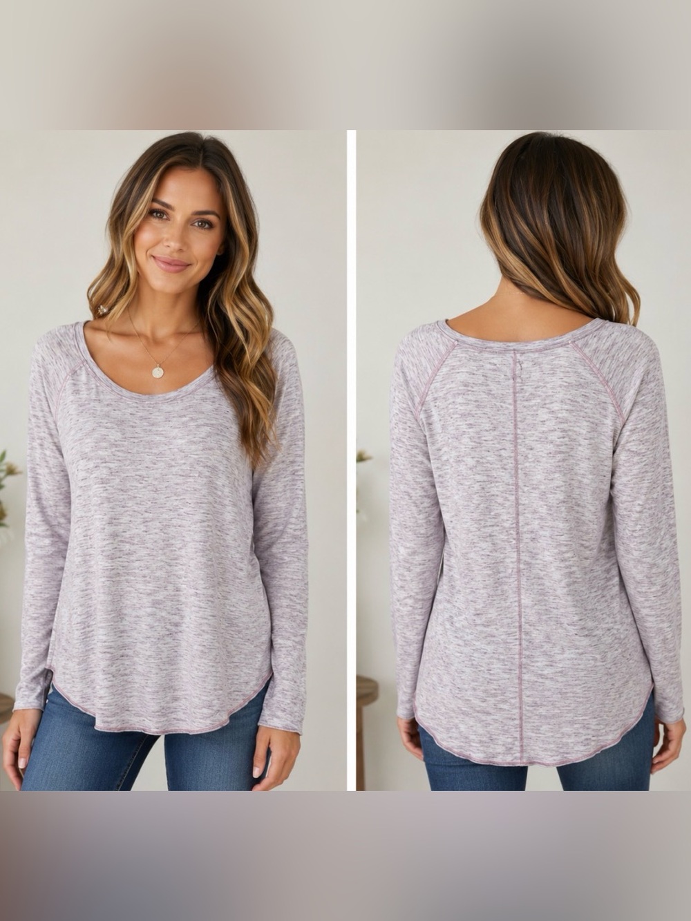 We The Free purple white long sleeve top oversized small